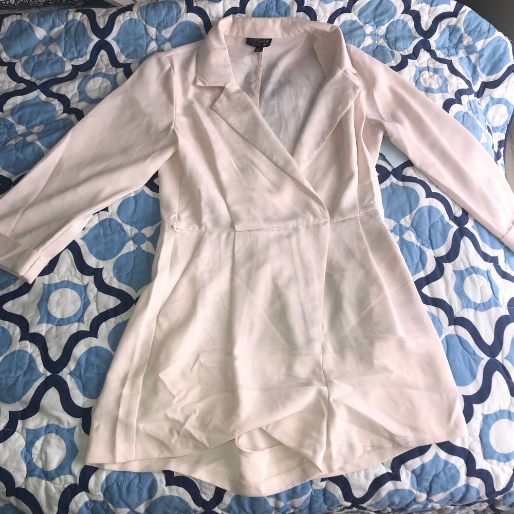 Cream with blue print topshop romper